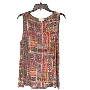 J Jill Womens Size L Top Paisley Floral Sleeveless Crew Neck Geometrical Blouse